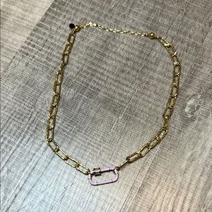 Melania Clara‎ Gold and Pink Chain Necklace